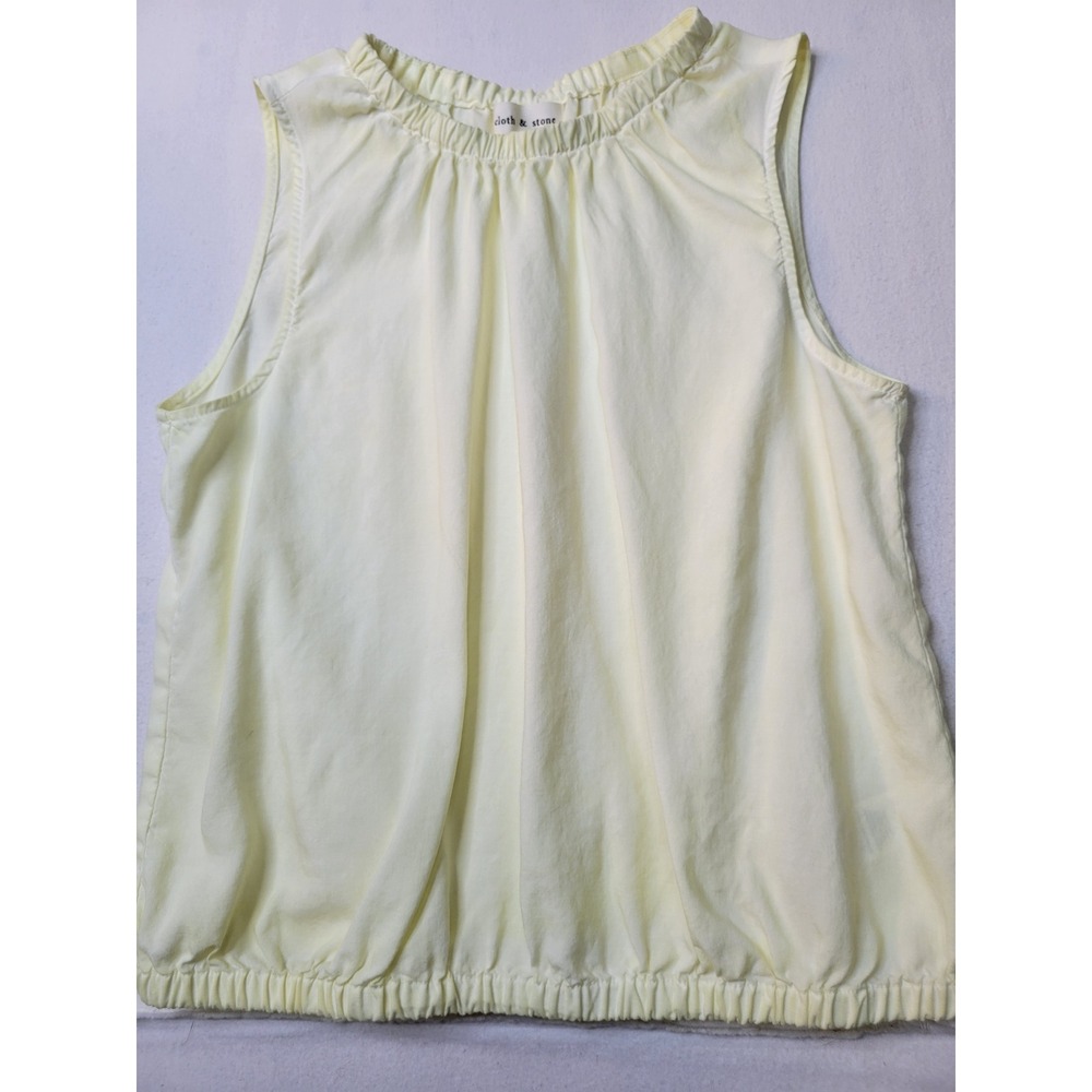 Cloth & Stone Pale Yellow Sleeveless Bubble Hem Gathered Neck Top Small 724